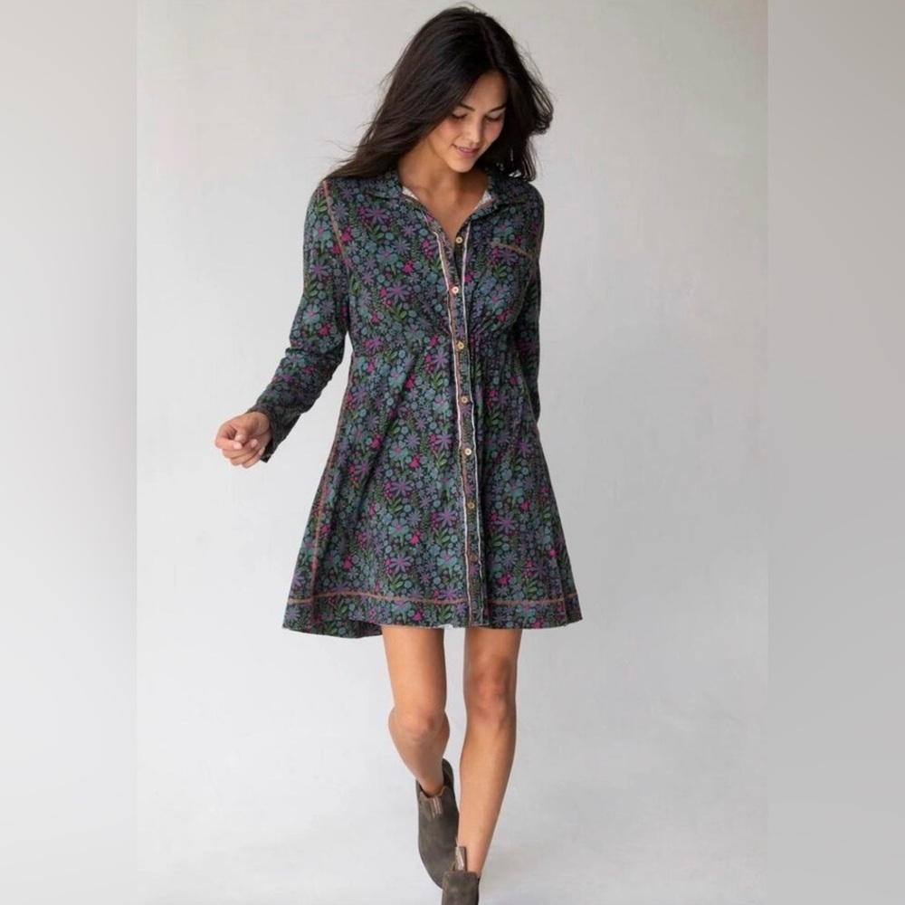 natural life Christa Knit Cotton Mini Dress - Drawn Garden - size Small - Picture 1 of 12